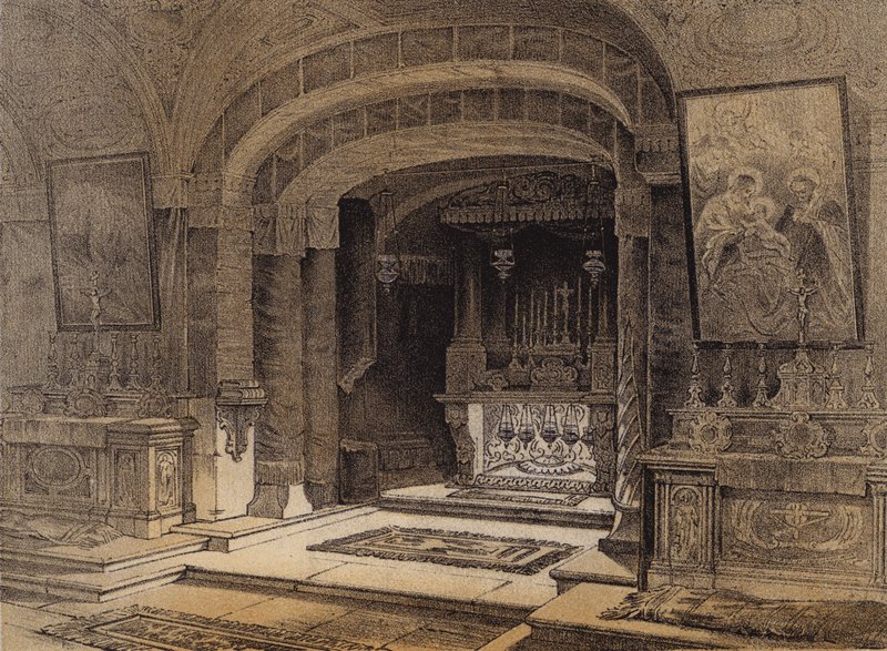 Santuário da Anunciação, Nazaré (cor litho) de David (after) Roberts