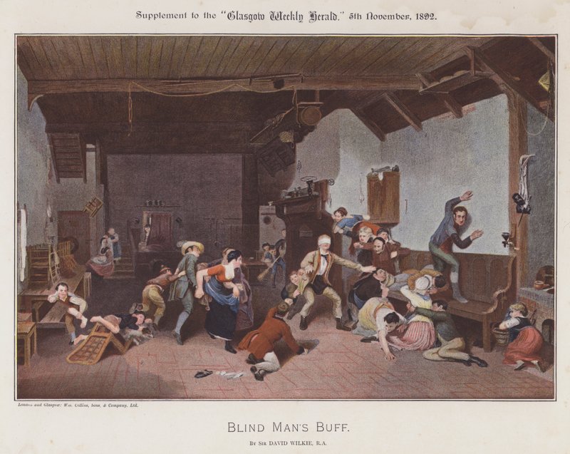 Blind Mans Buff (cor litho) de David (after) Wilkie