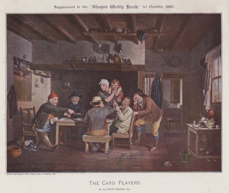 Os Jogadores de Cartas (cor litho) de David (after) Wilkie