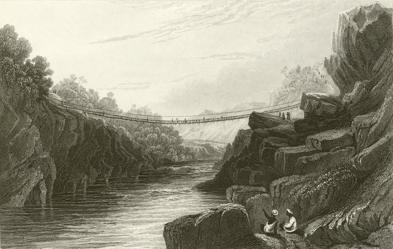 Ponte de corda de grama em Teree, Gurwall de David Cox