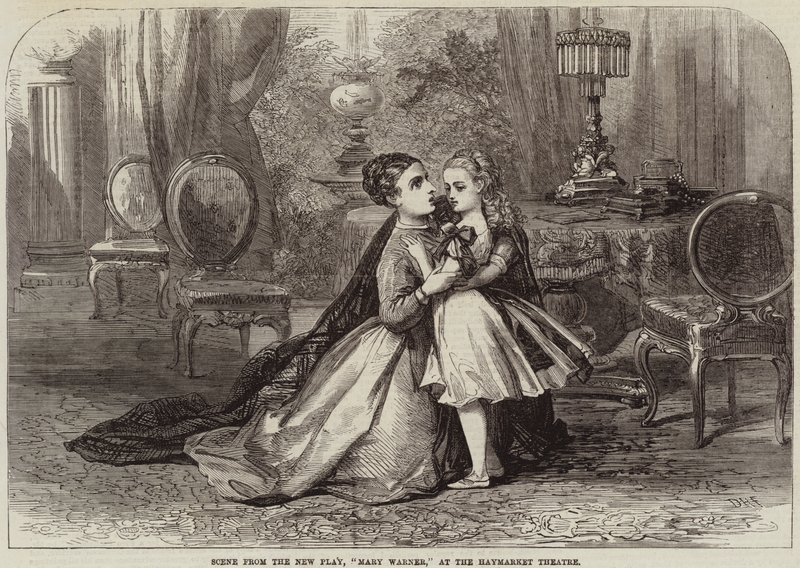 Cena do novo jogo, Mary Warner, no teatro de Haymarket de David Henry Friston