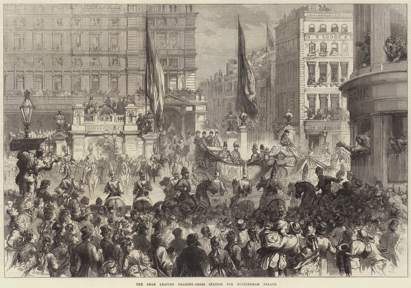 O Xá saindo da Estação Charing-Cross para o Palácio de Buckingham de David Henry Friston