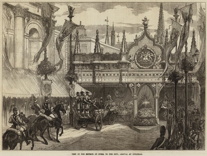 Visita do imperador da Rússia à cidade, chegada a Guildhall de David Henry Friston