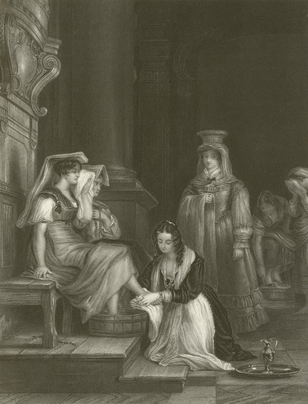 Princesa Doria lavando os pés dos peregrinos de David Wilkie