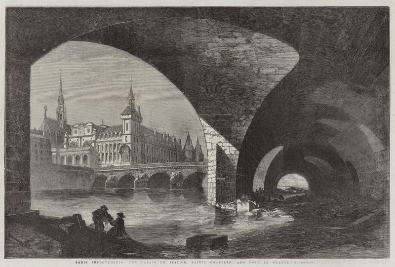 Melhorias em Paris, o Palácio da Justiça, Sainte Chapelle e Pont au Change de Dieudonne Auguste Lancelot