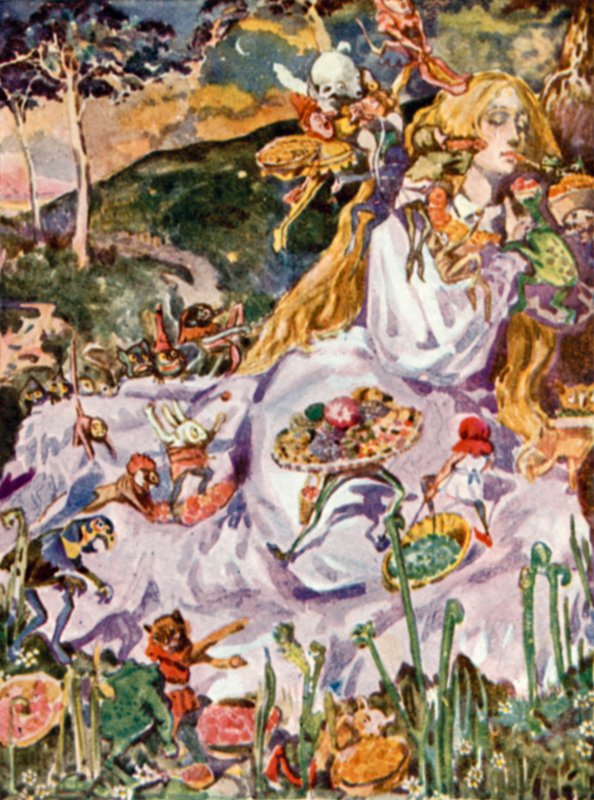 Ilustração para o mercado de Goblin por Christina Rossetti de Dion Clayton Calthrop