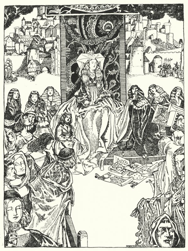 A princesa e os pretendentes (gravura) de Dion Clayton Calthrop