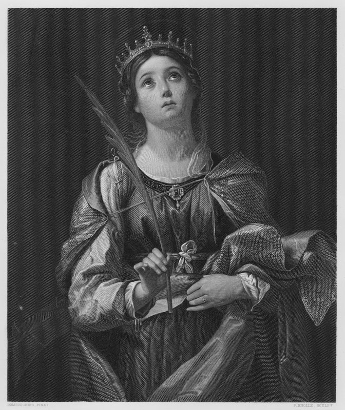 Santa Catarina, da foto da Coleção Real (gravura) de Domenichino