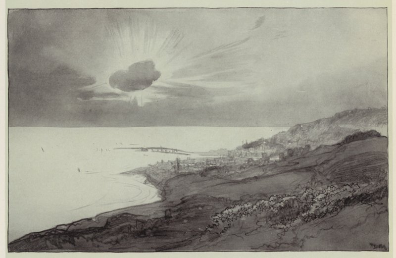 Lyme Regis a partir das colinas de Charmouth (litografia) de Donald (after) Maxwell