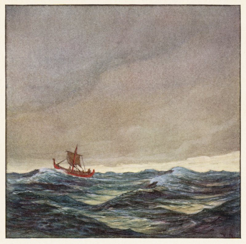 Rudyard Kipling: Canção do Barco de Guerra Vermelho (litografia a cores) de Donald (after) Maxwell