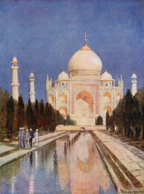 O Príncipe no Taj Mahal (litografia a cores) de Donald (after) Maxwell