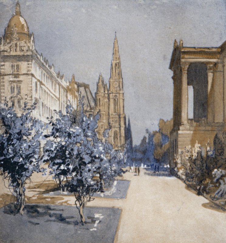 Viena à vista (cor litho) de Donald (after) Maxwell