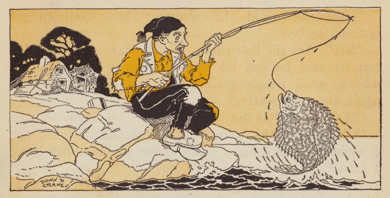 O Pescador e a sua Mulher, conto de fadas alemão (cor litho) de Donn P. Crane