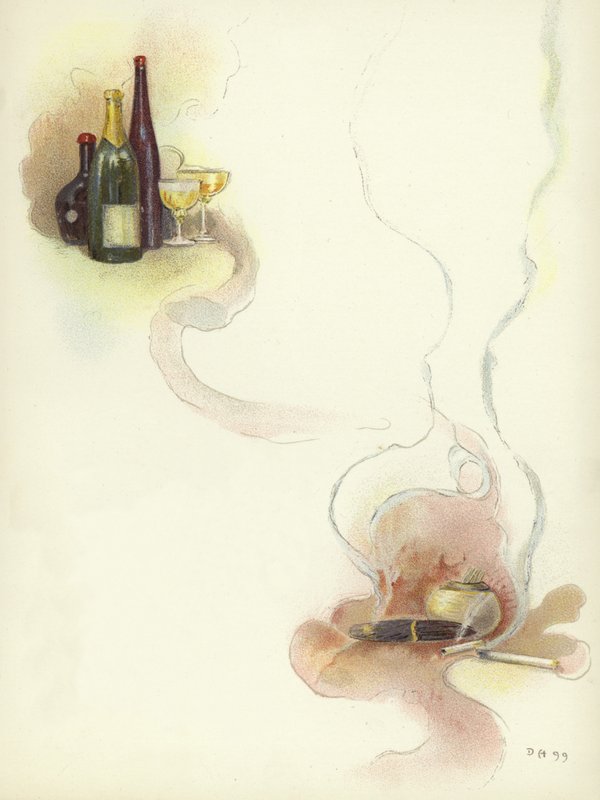 Vinho e charutos no Hotel Savoy de Dudley Hardy