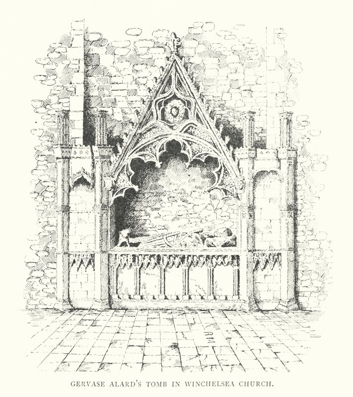 Túmulo de Gervase Alard na Igreja de Winchelsea (litografia) de Duncan Moul