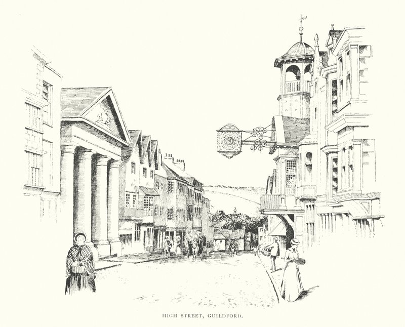 High Street, Guildford (litografia) de Duncan Moul