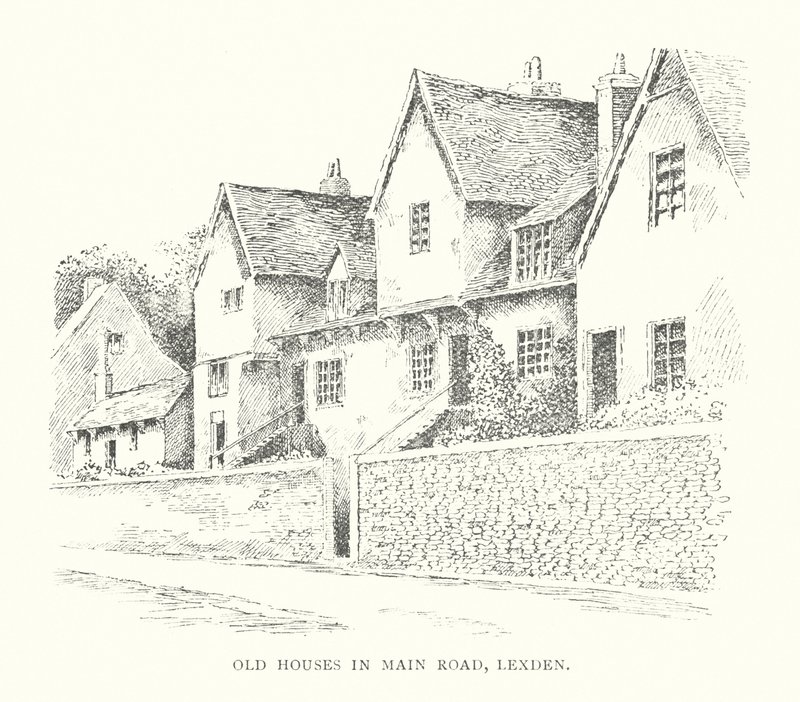 Casas antigas na Main Road, Lexden (litografia) de Duncan Moul