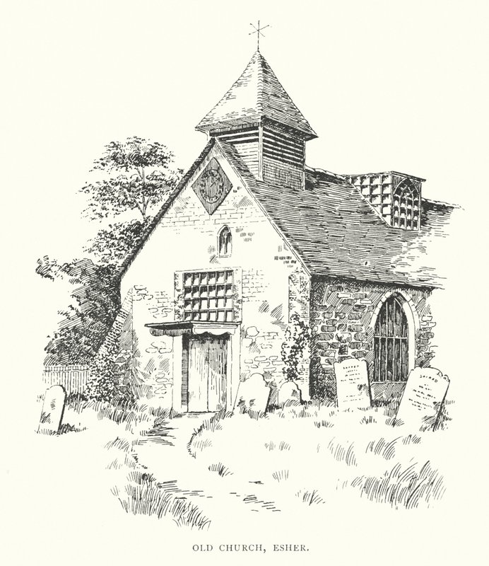 Igreja velha, Esher (litografia) de Duncan Moul