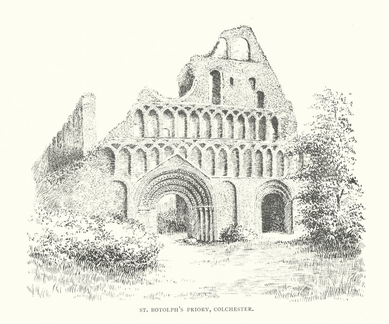 Priorado de St Botolph, Colchester (litografia) de Duncan Moul