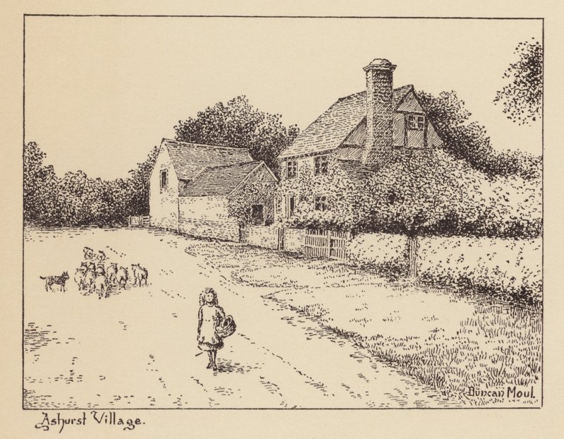 Sussex: Aldeia de Ashurst (litografia) de Duncan Moul