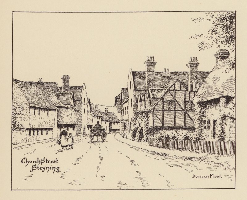Sussex: Church Street, Steyning (litografia) de Duncan Moul
