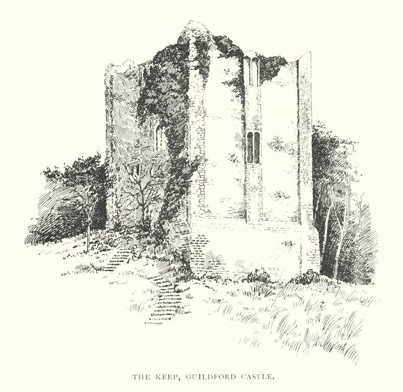 A Torre de Menagem, Castelo de Guildford (litografia) de Duncan Moul