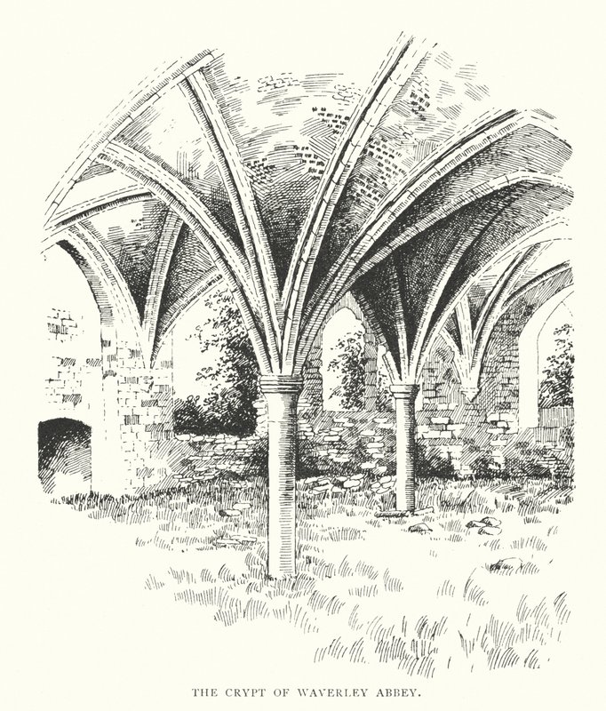 A cripta da abadia de Waverley (litografia) de Duncan Moul