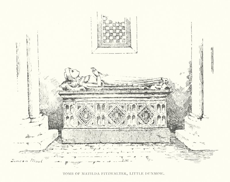 Túmulo de Matilda Fitzwalter, Little Dunmow (litografia) de Duncan Moul