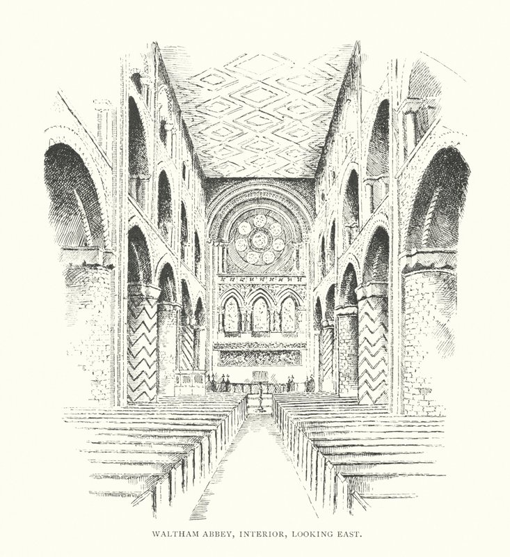 Abadia de Waltham, Interior, olhando para Leste (litografia) de Duncan Moul