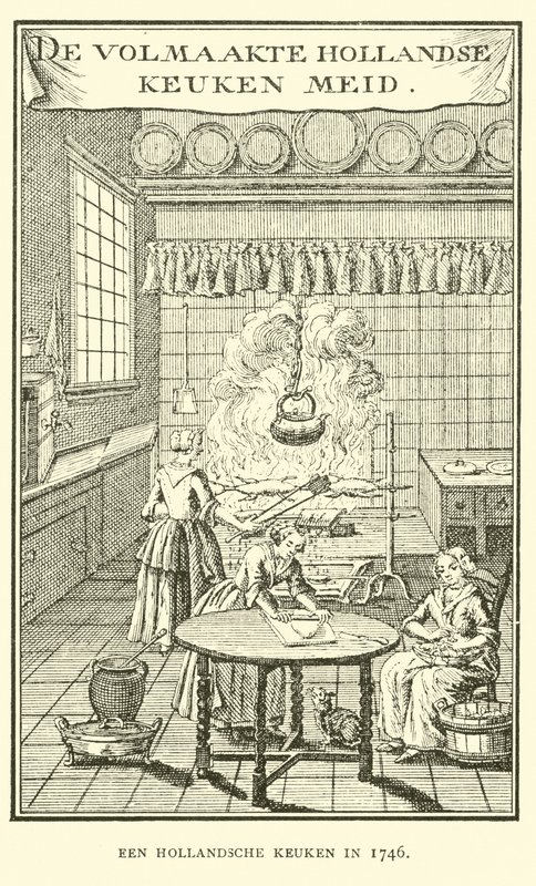 Uma cozinha holandesa em 1746 de Dutch School