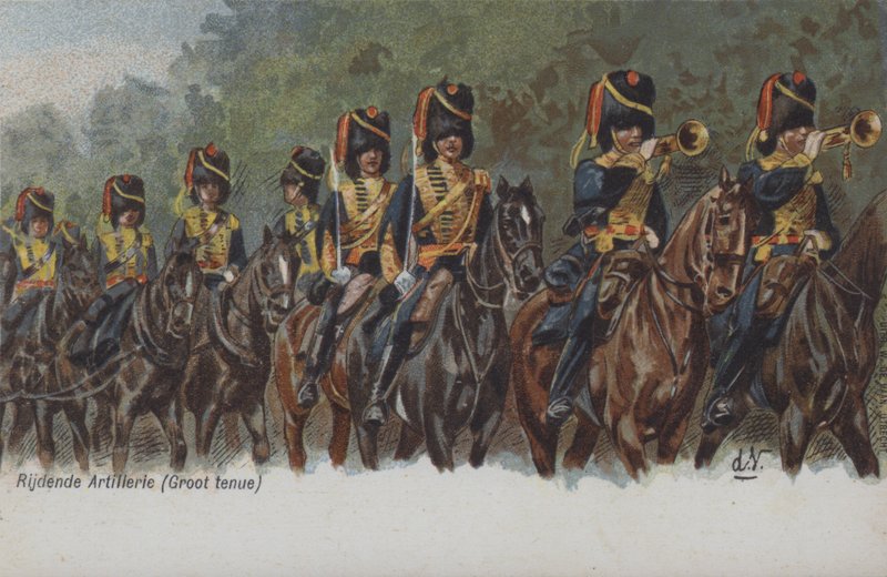 Artilharia de cavalo do exército holandês (cor litho) de Dutch School