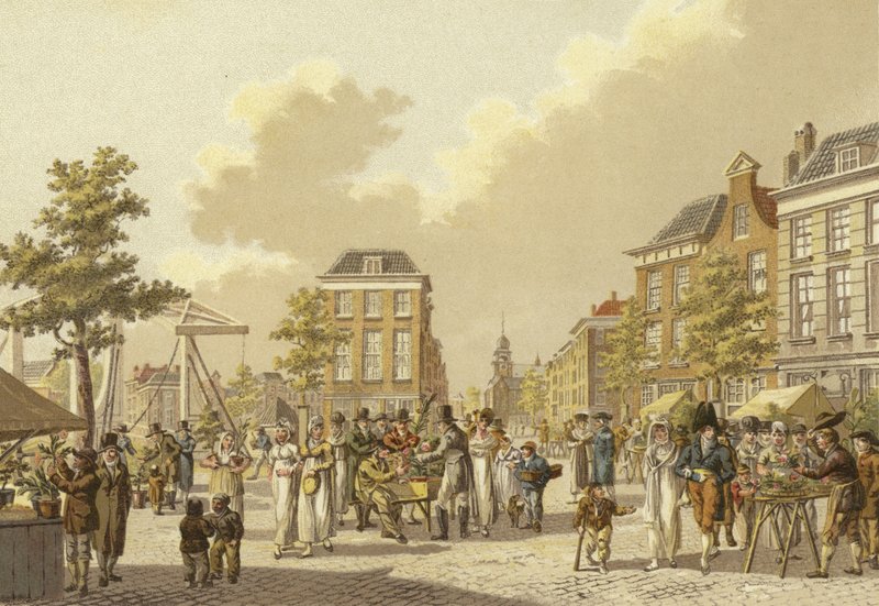 Mercado de flores, Roterdão, 1807 de Dutch School