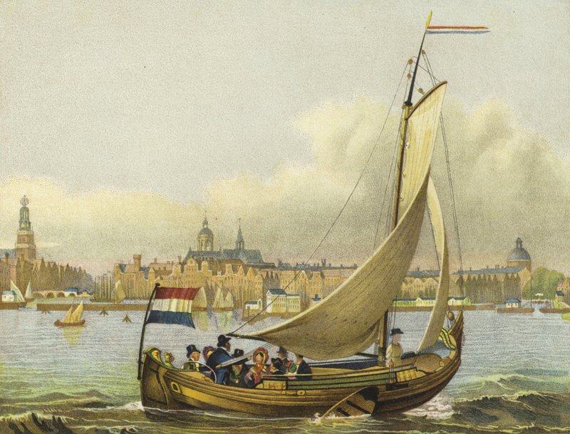 Prazer, boating, ligado, a, y, países baixos, 19o século de Dutch School
