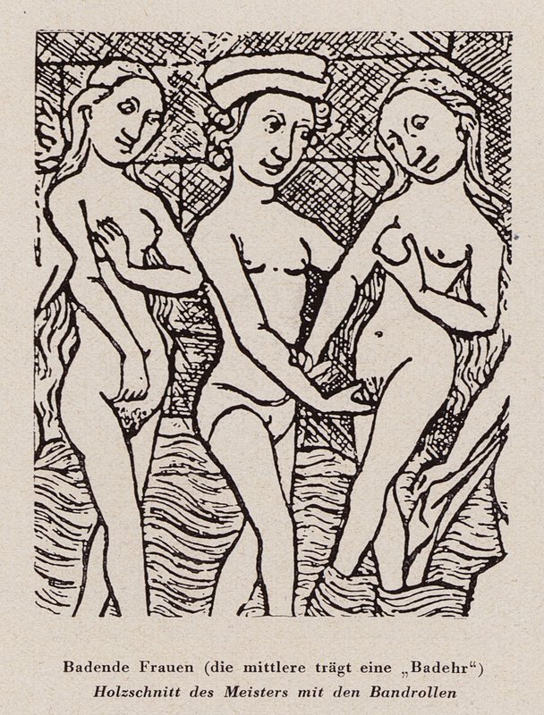 Mulheres tomando banho (xilogravura) de Dutch School