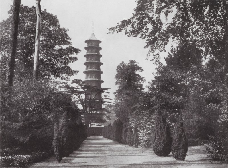 Jardins de Kew, c.1900 (fotografia a preto e branco) de E. J. Wallis