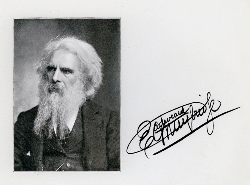 Eadweard Muybridge, retrato e assinatura (foto a p/b) de Eadweard Muybridge