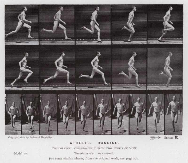 A Figura Humana em Movimento: Atleta, Corrida (foto a p/b) de Eadweard Muybridge