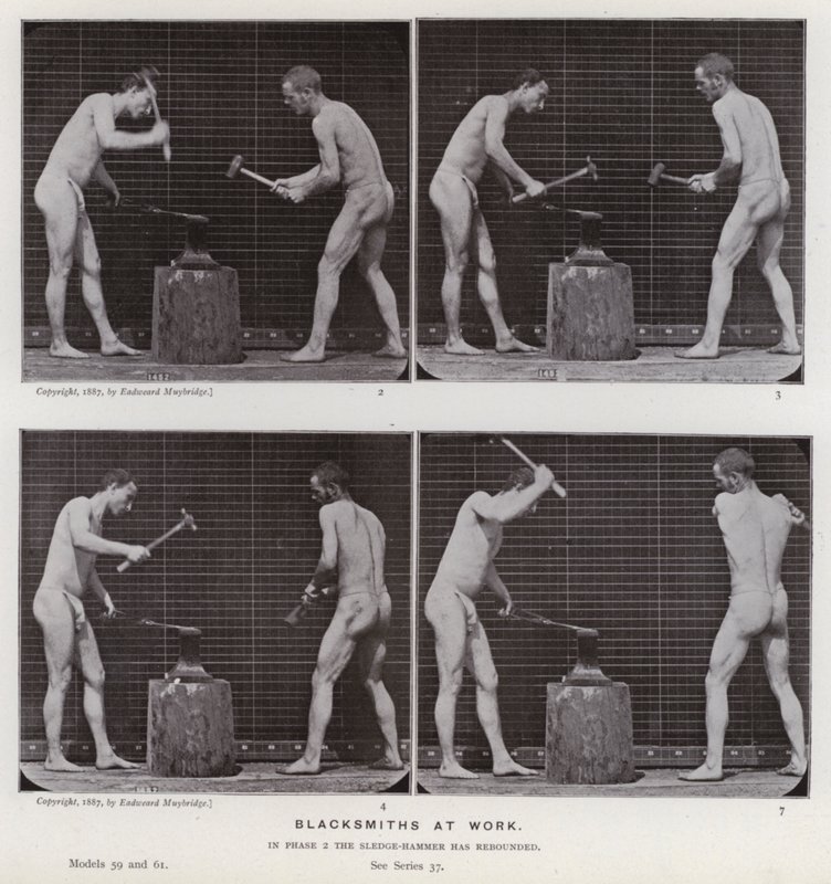 A figura humana em movimento: ferreiros em ação de Eadweard Muybridge