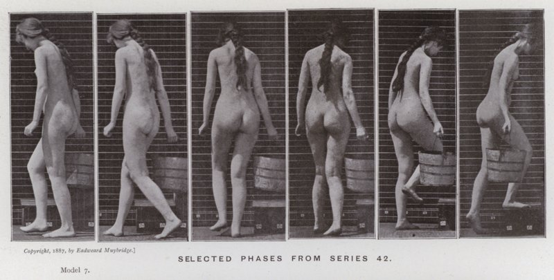 A Figura Humana em Movimento: Fases selecionadas da série 42 (foto a p/b) de Eadweard Muybridge