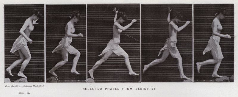 A Figura Humana em Movimento: Fases selecionadas da série 54 (foto a p/b) de Eadweard Muybridge