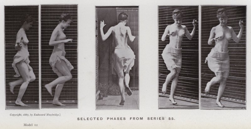 A Figura Humana em Movimento: Fases selecionadas da série 55 (foto a p/b) de Eadweard Muybridge