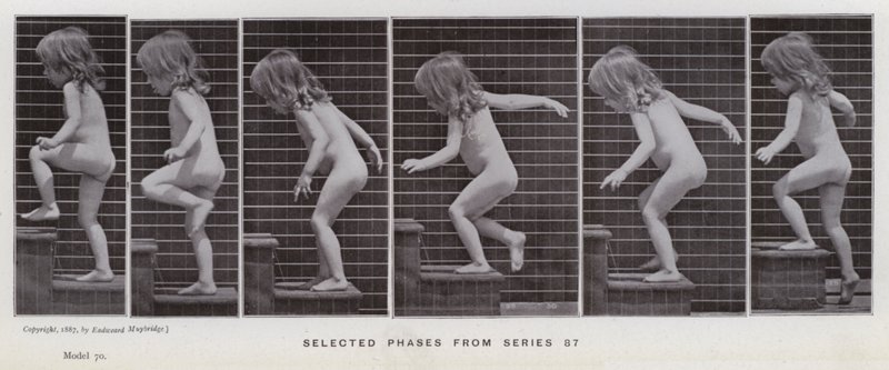 A Figura Humana em Movimento: Fases selecionadas da série 87 (foto a p/b) de Eadweard Muybridge