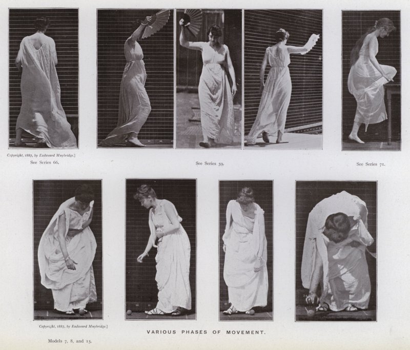 A Figura Humana em Movimento: Várias fases do movimento (foto a p/b) de Eadweard Muybridge