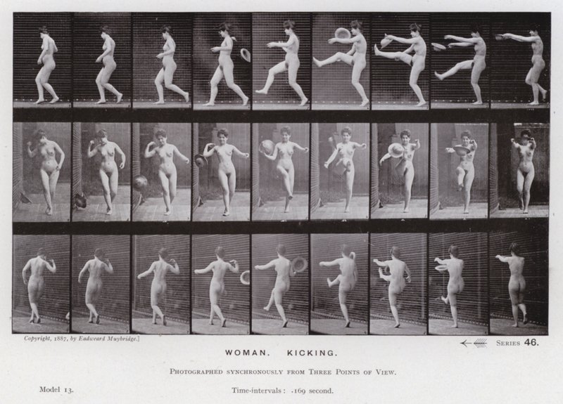A Figura Humana em Movimento: Mulher, Chutando de Eadweard Muybridge