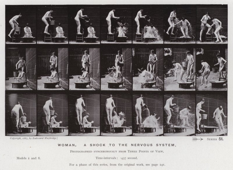 A Figura Humana em Movimento: Mulher, um choque para o sistema nervoso (foto a p/b) de Eadweard Muybridge