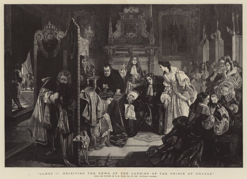 James II recebendo a notícia do desembarque do Príncipe de Orange de Edgar Melville Ward