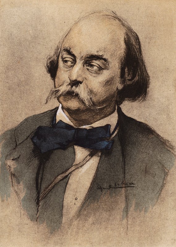 Retrato de Gustave Flaubert (litografia a cores) de Edgar Chahine