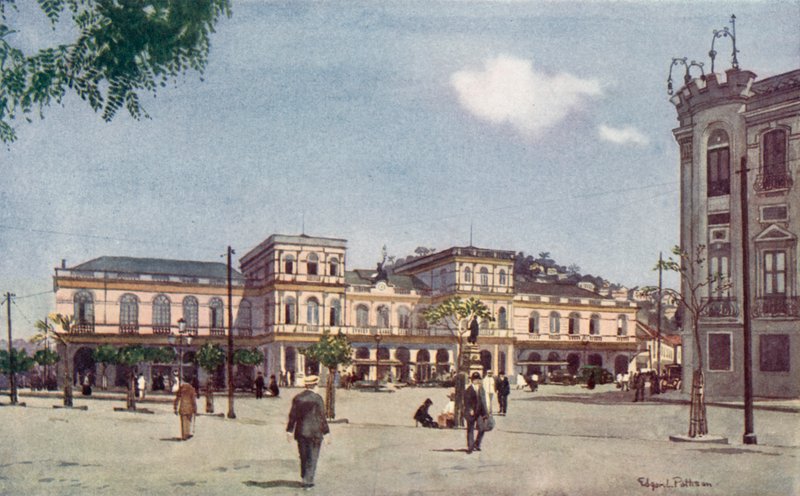 Termino da Ferrovia Central do Brasil, Rio de Janeiro (cor litho) de Edgar L. Pattison