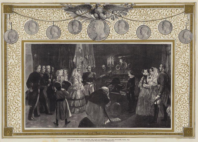 Sua Majestade a Rainha visitando o Túmulo de Napoleão I nos Inválidos, Paris de Edgar Melville (after) Ward