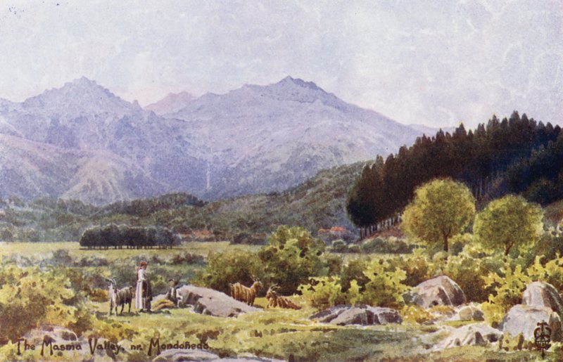 Norte de Espanha: O Vale de Masma, perto de Mondonedo (cor litho) de Edgar T. A. Wigram